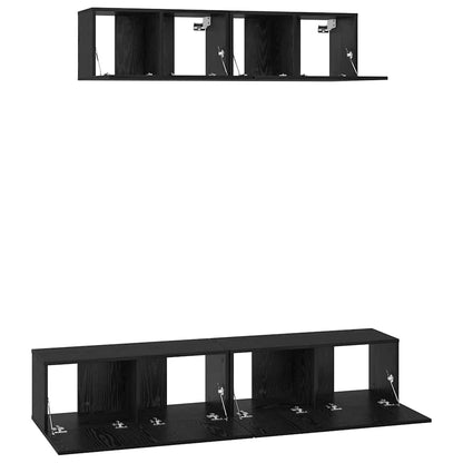 Conjunto De Mueble De Tv 4 Pcs Madera De Ingeniería