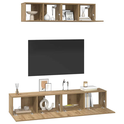 Conjunto De Mueble De Tv 4 Pcs Roble Artesanal