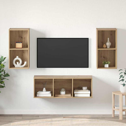 Conjunto De Mueble De Tv 3 Pcs Madera Contrachapada
