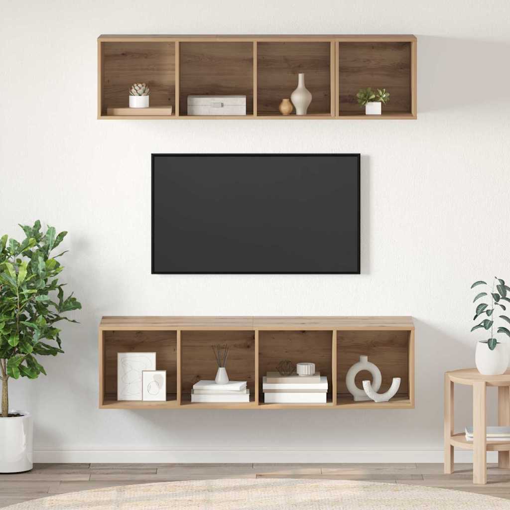 Conjunto De Mueble De Tv 3 Pcs Roble Artesanal