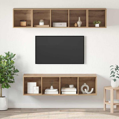 Conjunto De Mueble De Tv 4 Pcs Roble Artesanal