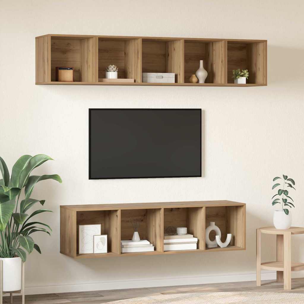 Conjunto De Mueble De Tv 4 Pcs Roble Artesanal