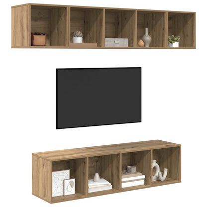 Conjunto De Mueble De Tv 4 Pcs Roble Artesanal