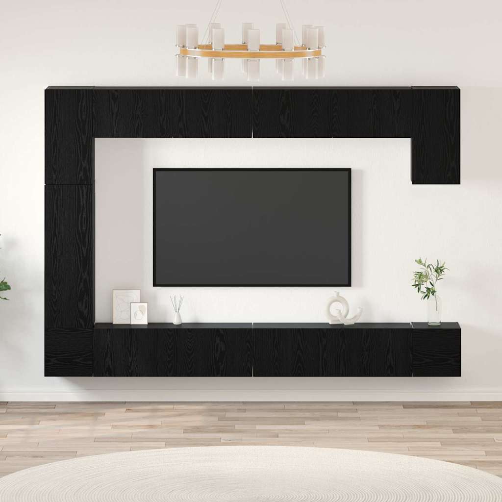 Conjunto De Mueble De Tv 9 Pcs Madera Contrachapada