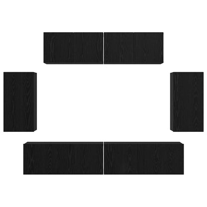 Conjunto De Mueble De Tv 6 Pcs Madera Contrachapada