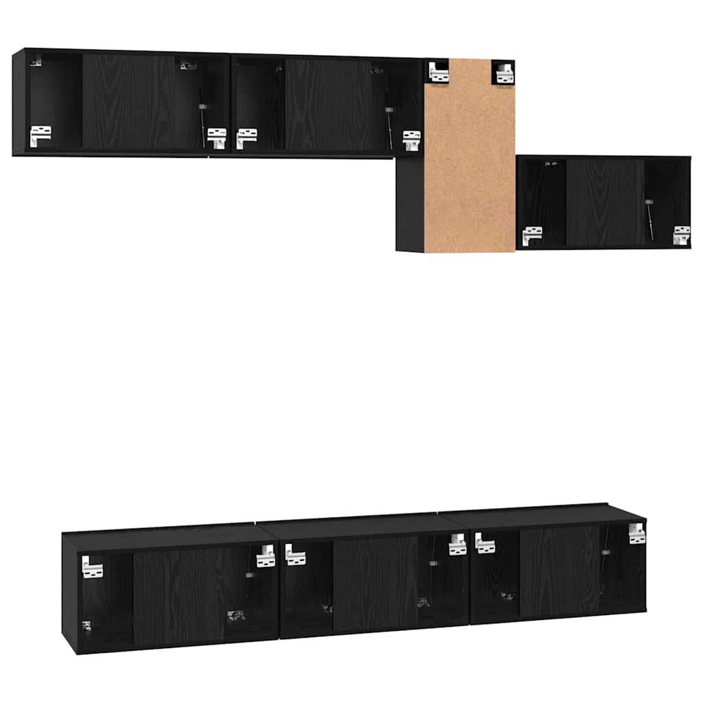Conjunto De Mueble De Tv 7 Pcs Madera De Ingeniería