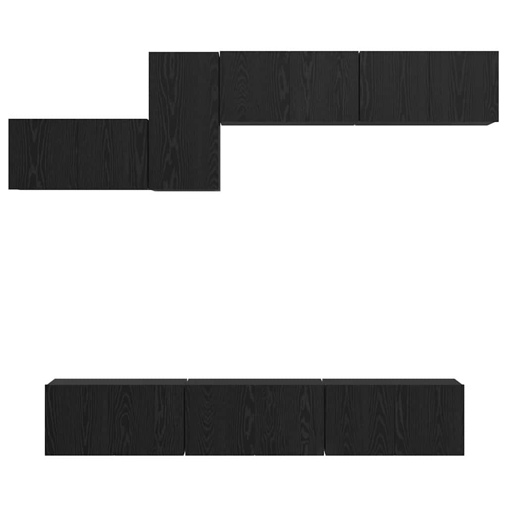 Conjunto De Mueble De Tv 7 Pcs Madera De Ingeniería