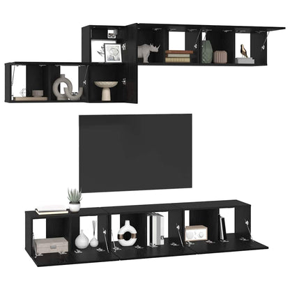 Conjunto De Mueble De Tv 7 Pcs Madera De Ingeniería