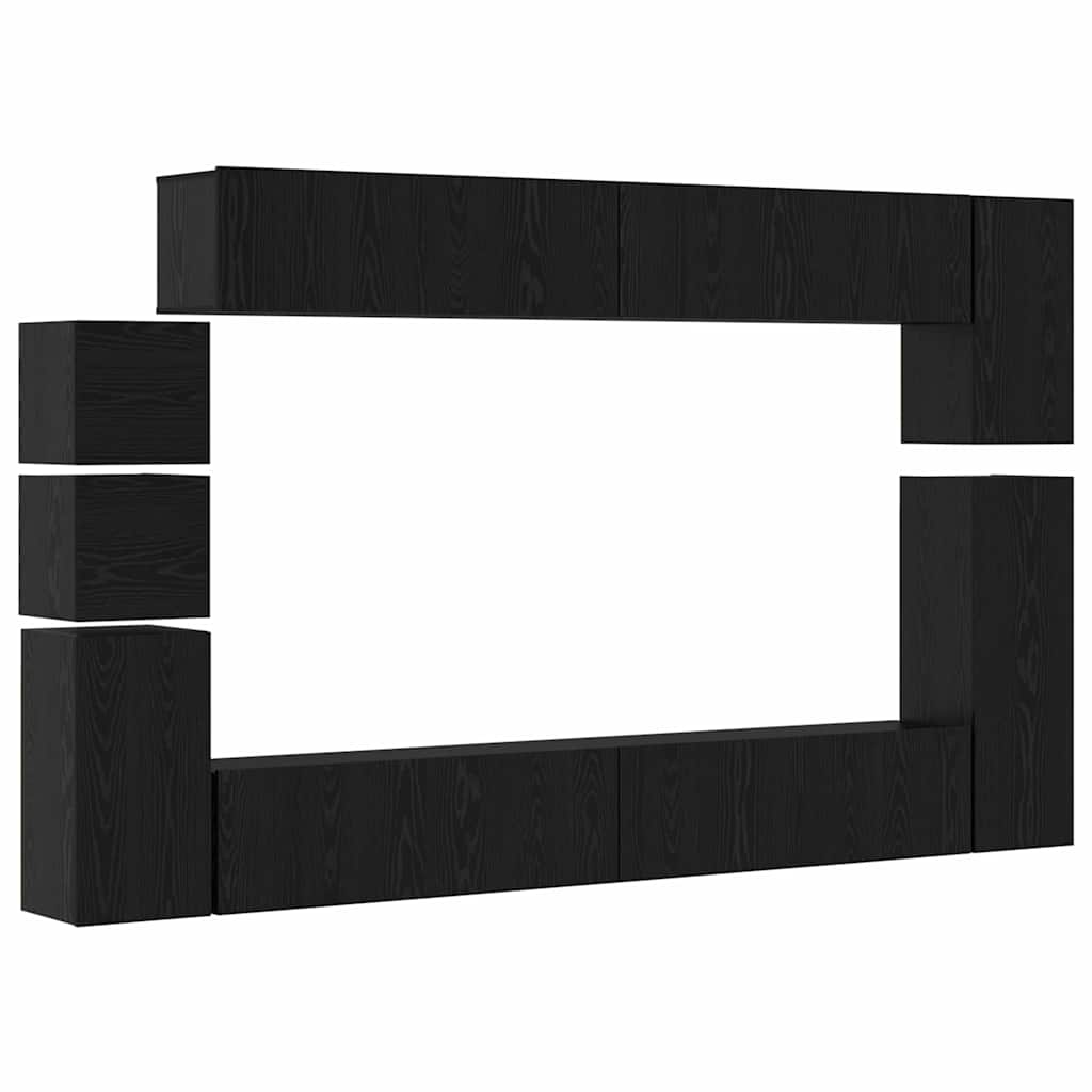 Conjunto De Mueble De Tv 9 Pcs Madera De Ingeniería