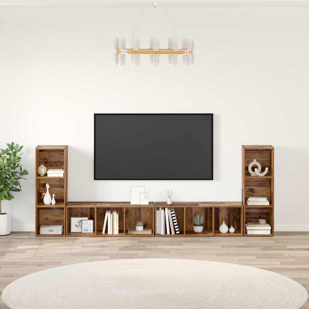 Conjunto De Mueble De Tv 4 Pcs 37 X 35 X 107 Cm