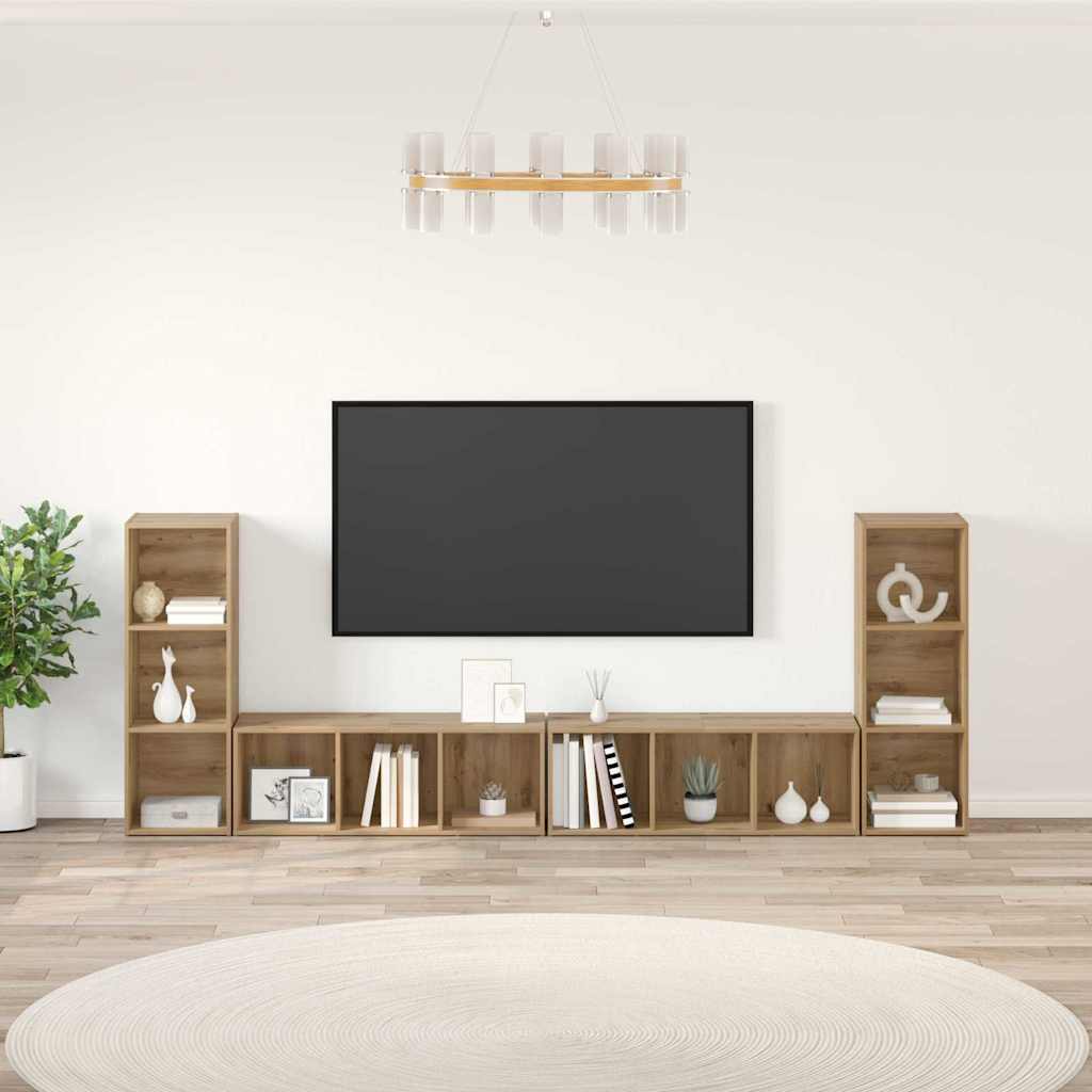 Conjunto De Mueble De Tv 4 Pcs 37 X 35 X 107 Cm