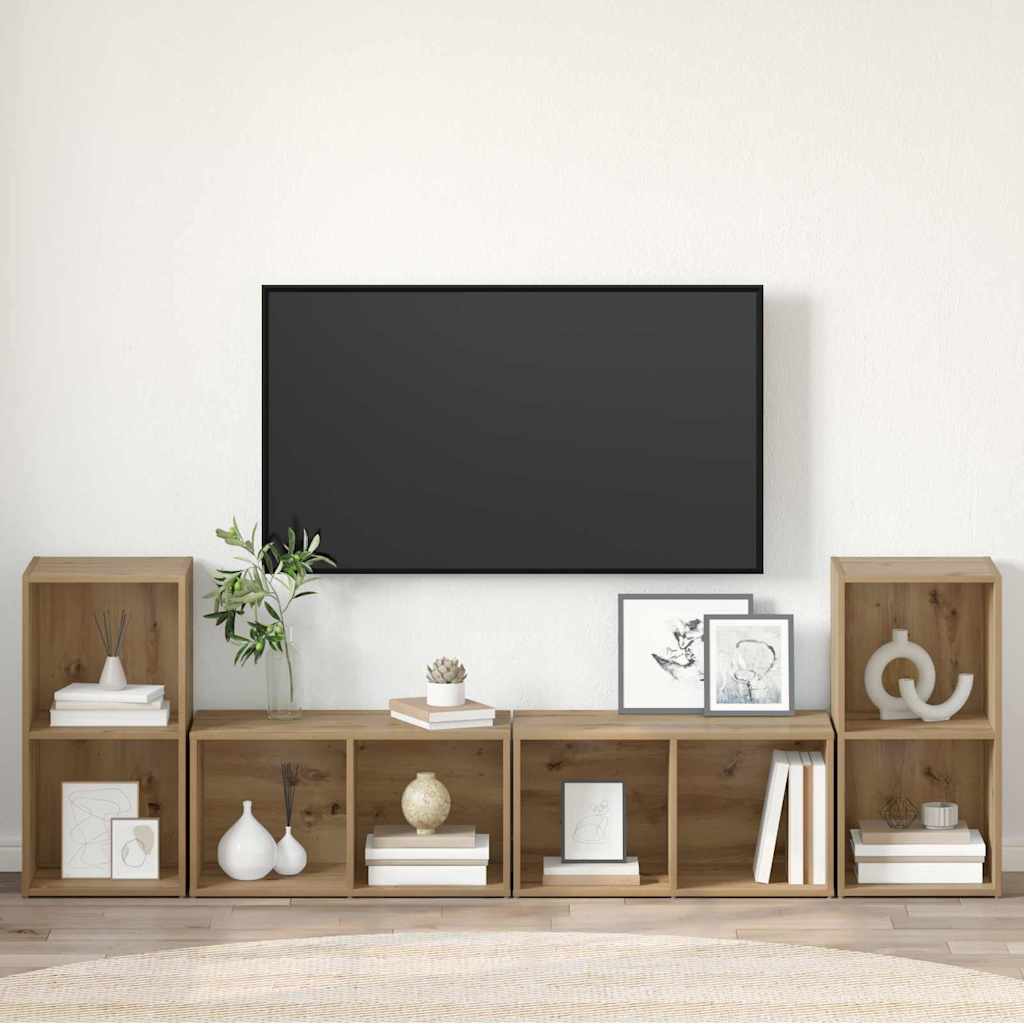 Conjunto De Mueble De Tv 4 Pcs Roble Artesanal 37 X 37 X 72 Cm