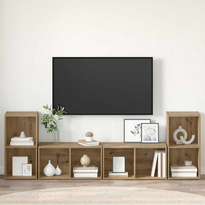Conjunto De Mueble De Tv 4 Pcs Roble Artesanal 37 X 37 X 72 Cm