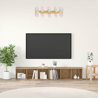 Conjunto De Mueble De Tv 2 Pcs Roble Artesanal 37 X 35 X 107Cm