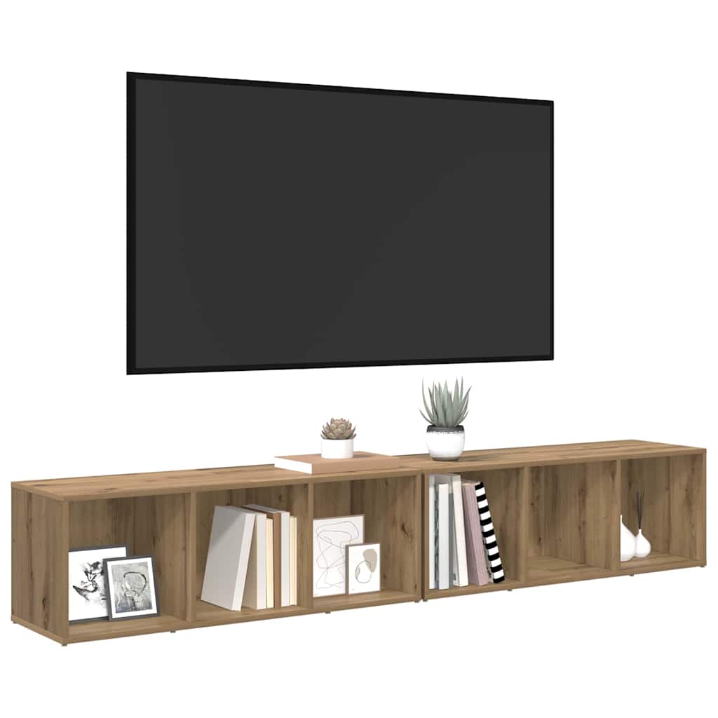 Conjunto De Mueble De Tv 2 Pcs Roble Artesanal 37 X 35 X 107Cm