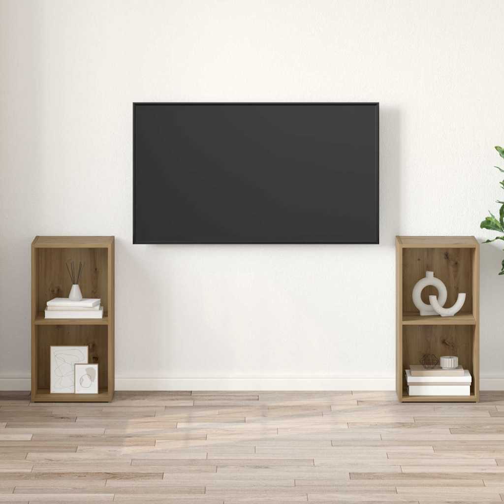 Conjunto De Mueble De Tv 2 Pcs Roble Artesanal 37 X 35 X