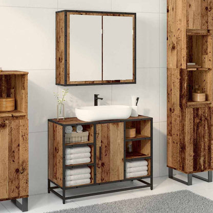 Armario Con Espejo De Baño Madera 65X20X60 Cm
