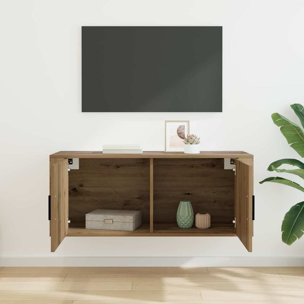 Mueble Para Tv Montado En La Pared Roble Artesanal