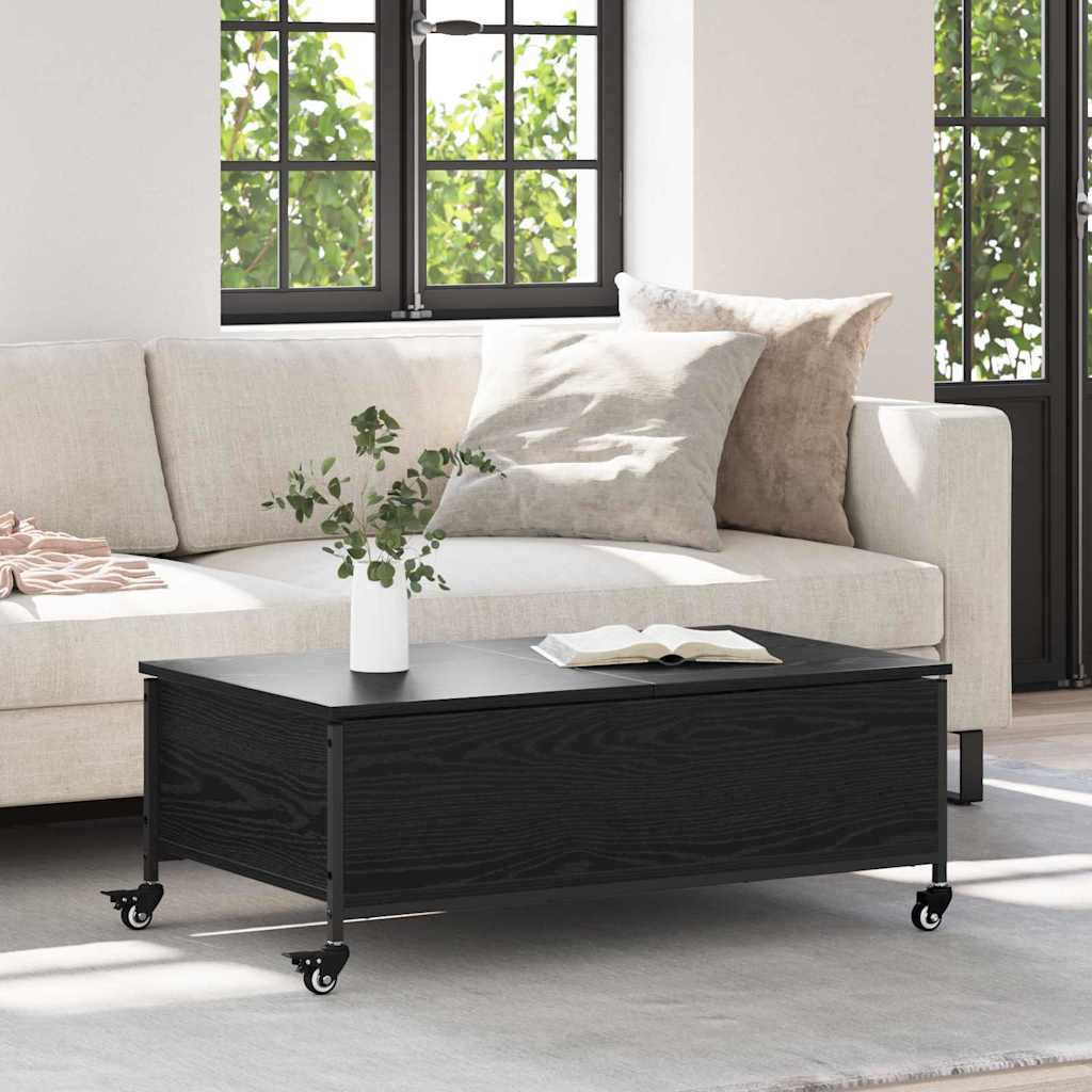 Mesa De Centro Con Ruedas Madera Ingeniería Gris 91X55X34 Cm
