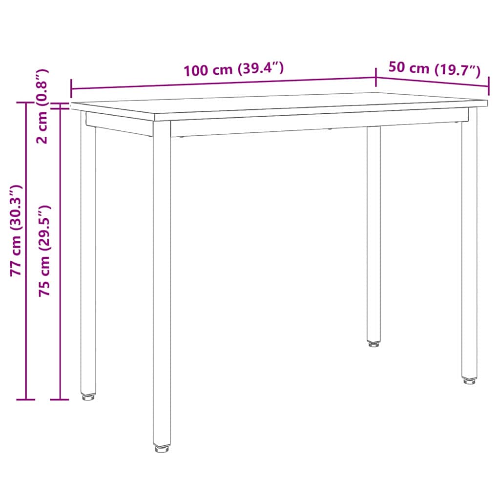 Mesa 100 X 50 X 77 Cm Madera Ingenierizada Y Acero