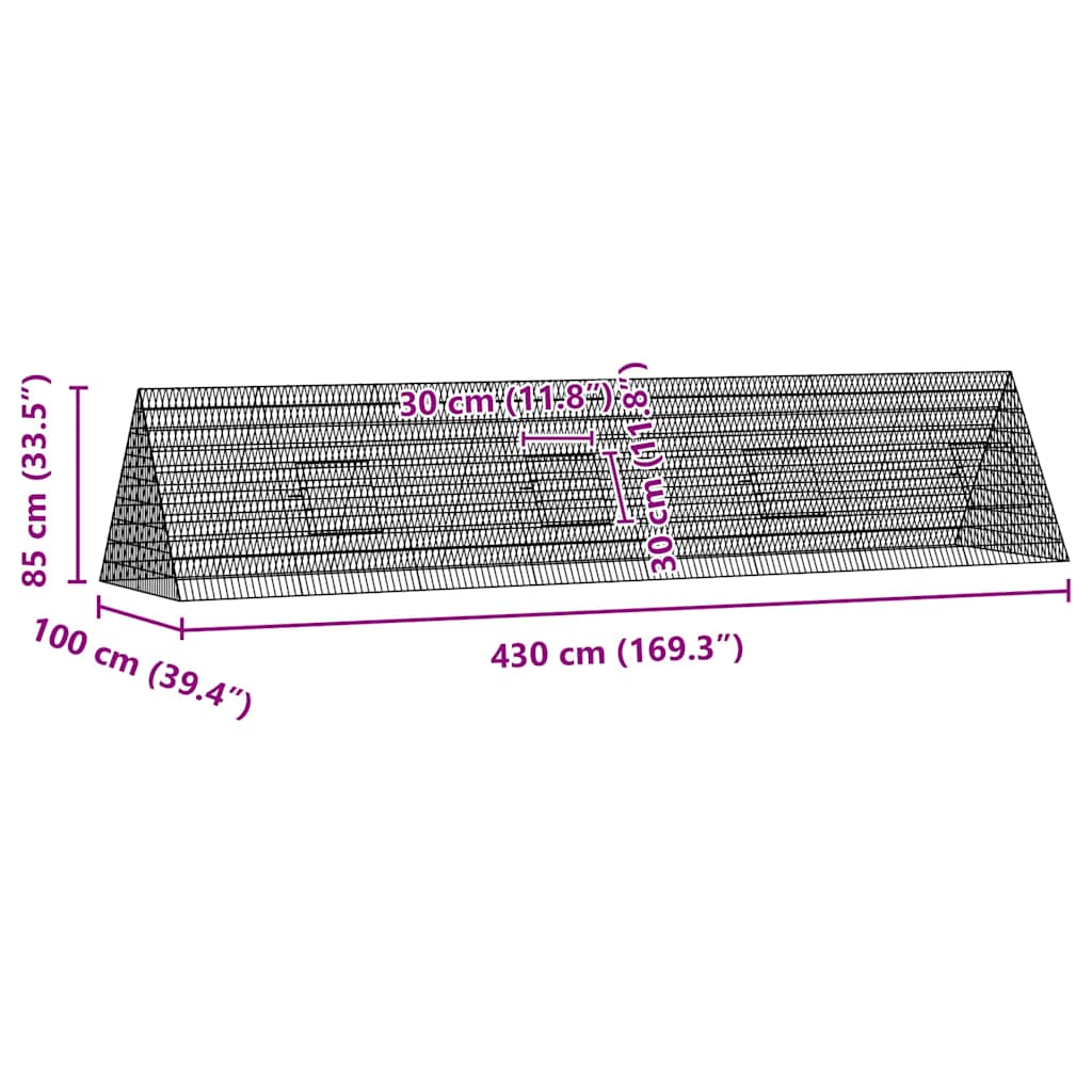 Jaula Para Pollos Plateado 430 X 100 X 85 Cm Acero Galvanizado