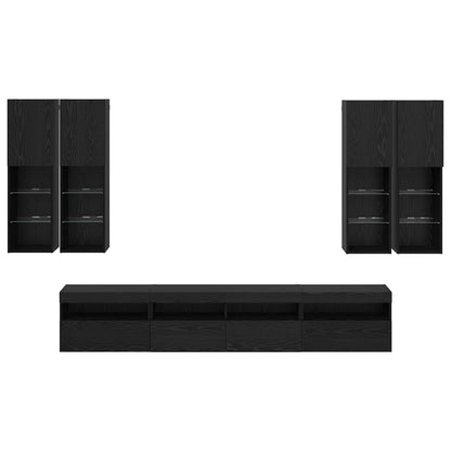 Conjunto De Mueble De Tv En La Pared Con Luces Led 7 Pcs