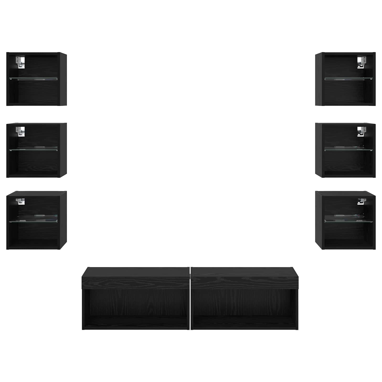 Mueble De Tv Con Tira De Luces Led 8 Pcs Cristal