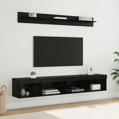 Conjunto De Mueble Para Tv De Pared Con Led 5 Pcs Madera Vieja