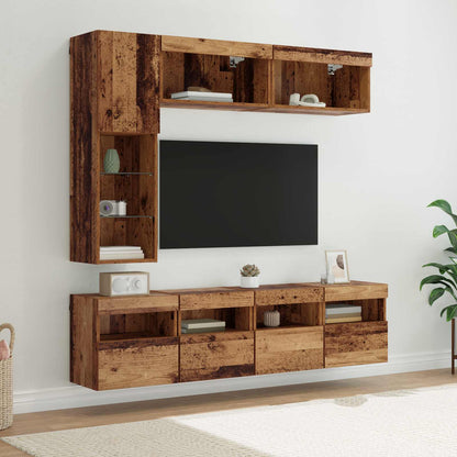 Mueble De Tv Con Led 7 Pcs Madera De Ingeniería