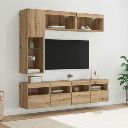 Mueble De Tv Con Led 7 Pcs Madera De Ingeniería