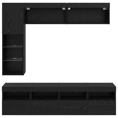 Mueble De Tv Con Led 7 Pcs Madera De Ingeniería