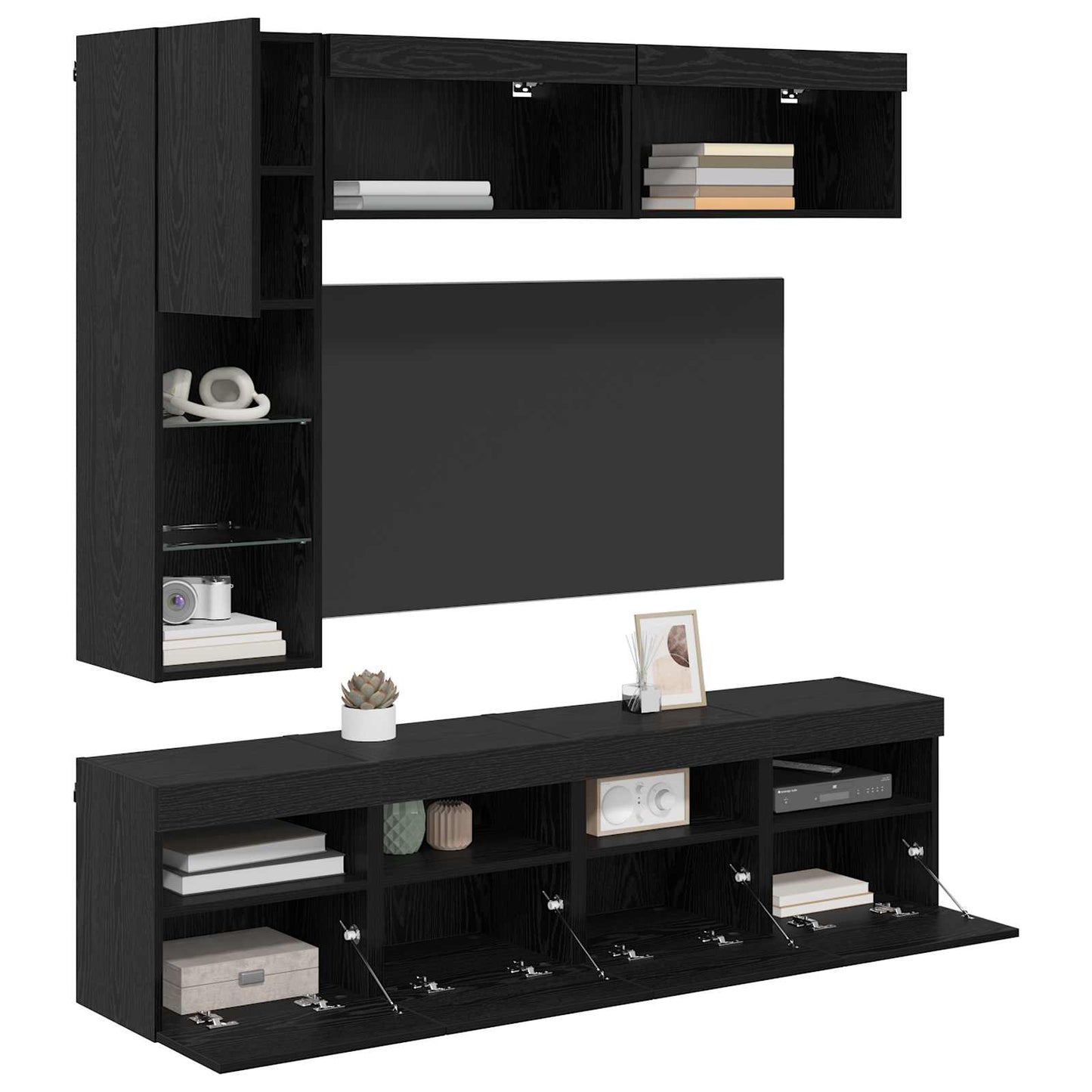 Mueble De Tv Con Led 7 Pcs Madera De Ingeniería