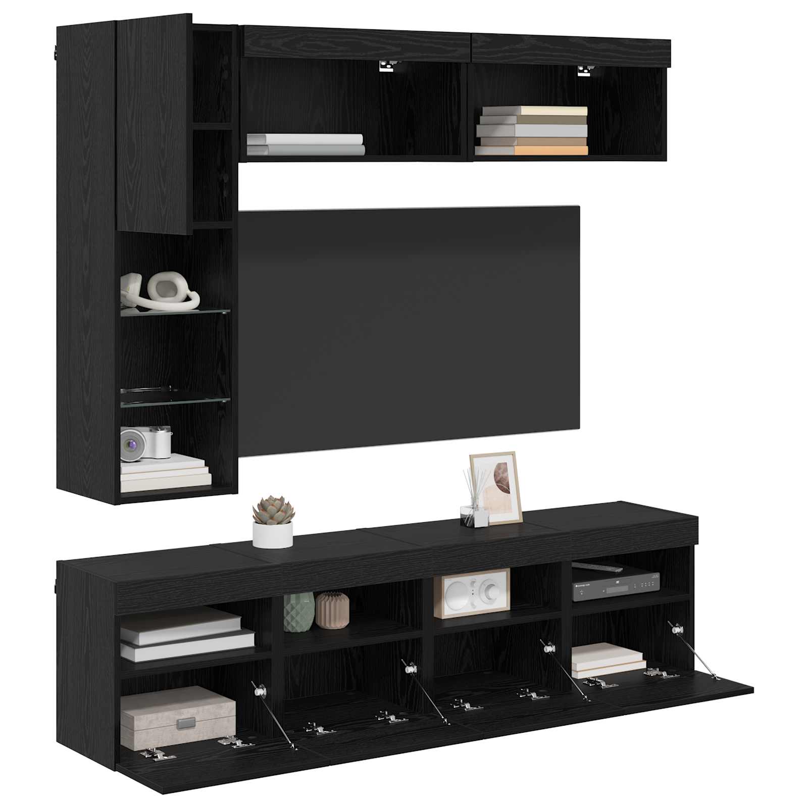 Mueble De Tv Con Led 7 Pcs Madera De Ingeniería