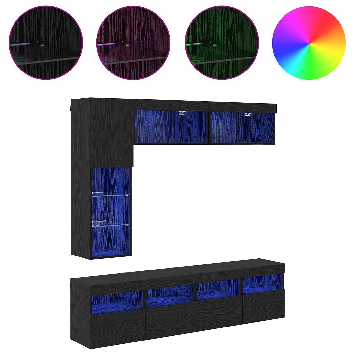 Mueble De Tv Con Led 7 Pcs Madera De Ingeniería