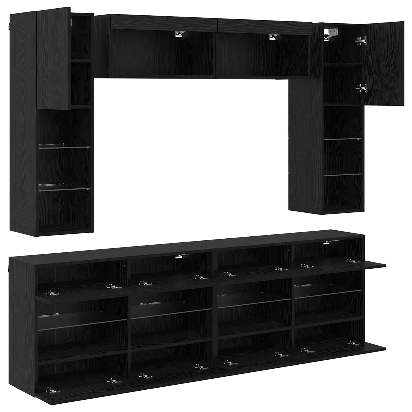 Conjunto De Mueble Para Tv De Pared Con Led 6 Pcs