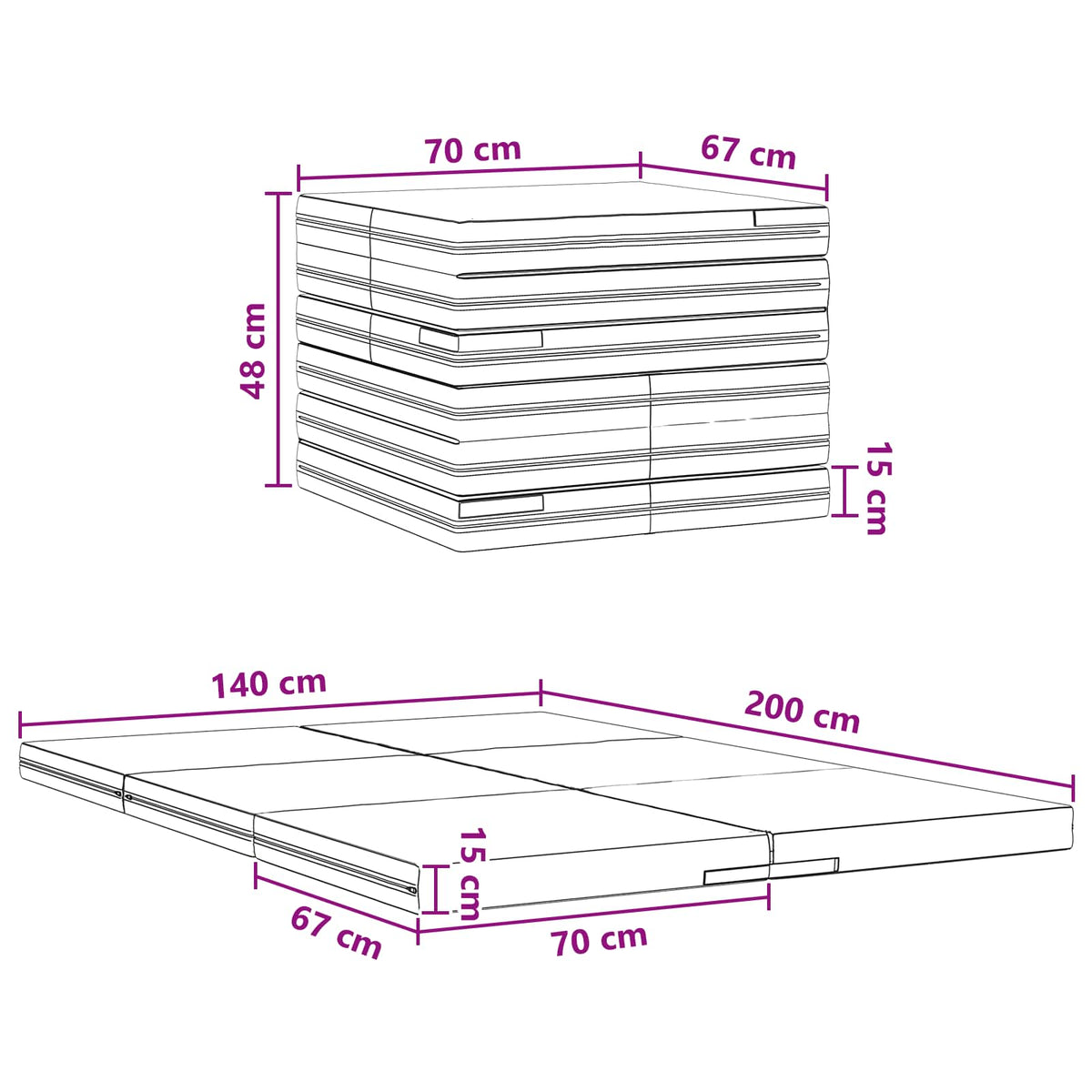 Sofá Cama Plegable 140 X 67 X 15 Cm