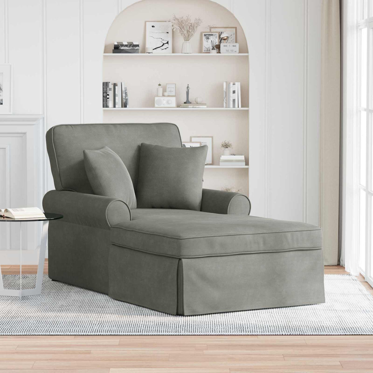 Chaise Lounge Con Falda 3 Uds. Tela De Pana