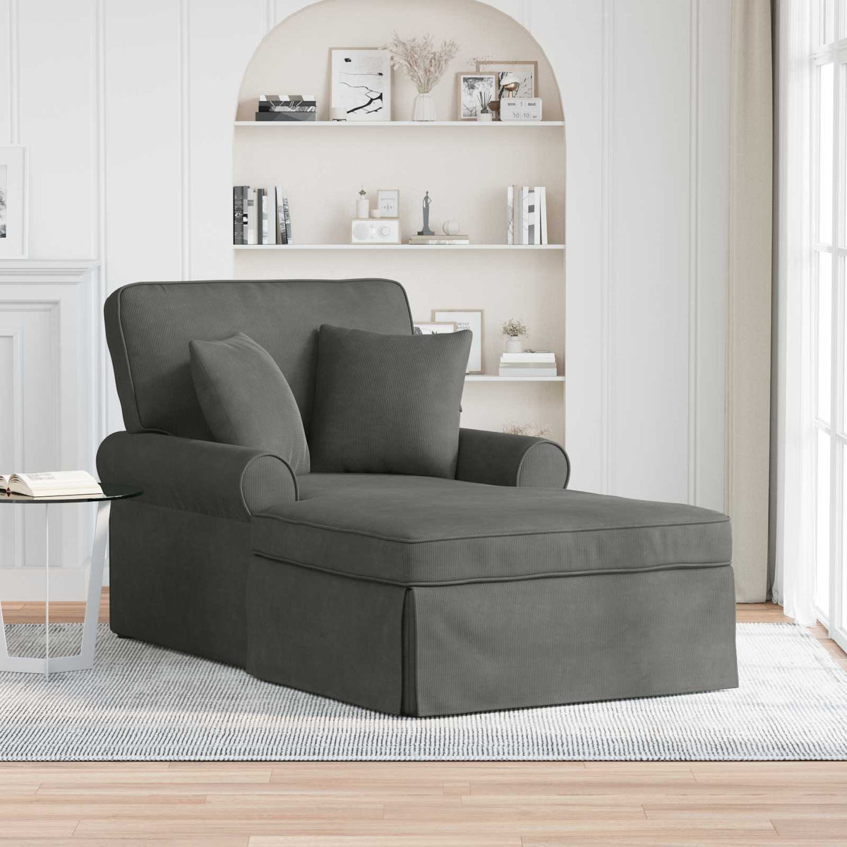 Chaise Lounge Con Falda 3 Uds. Tela De Pana