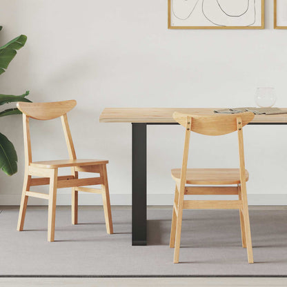 Sillas De Comedor 2 Uds. Madera De Caucho Sólido Natural