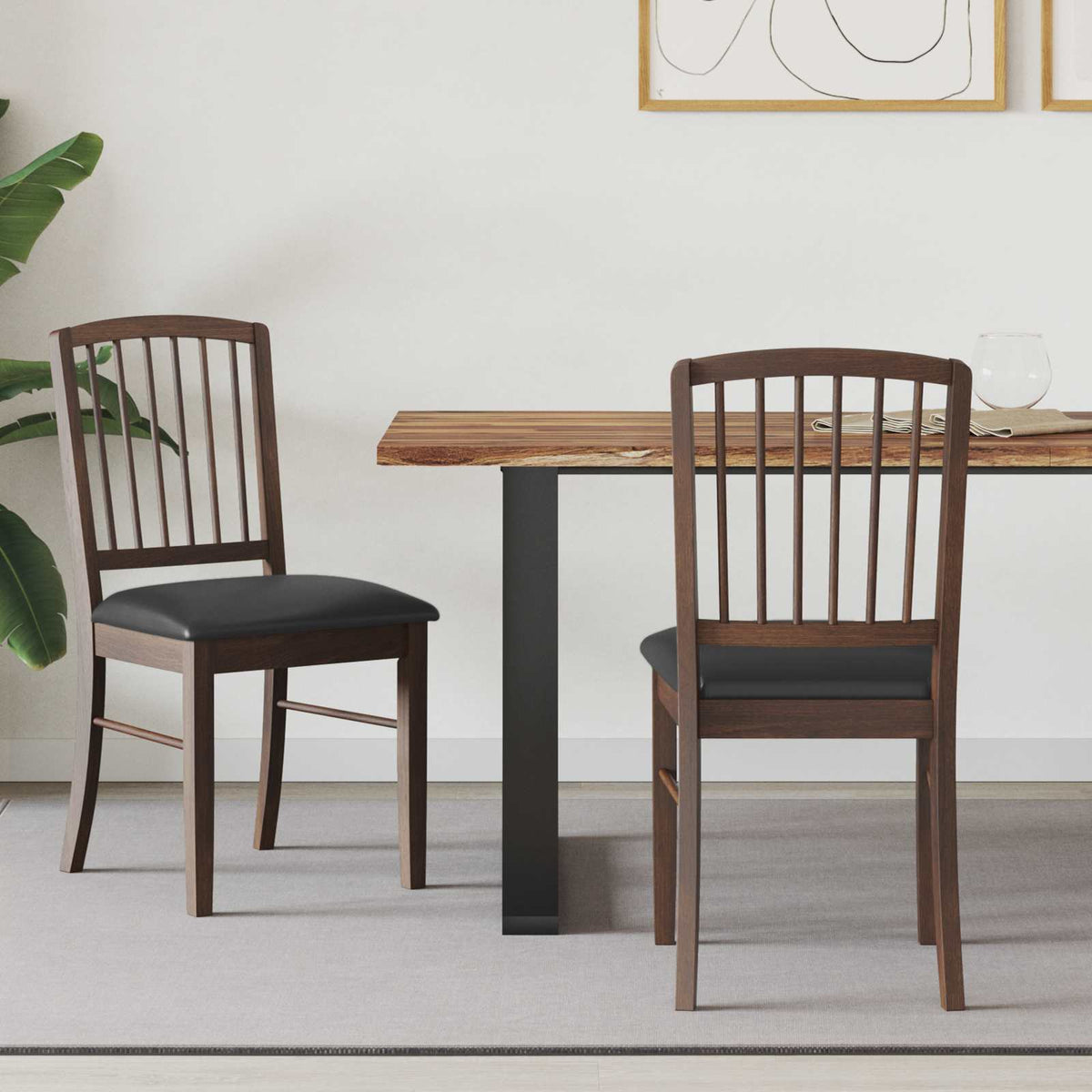 Sillas De Comedor 2 Uds. Madera De Caucho Sólido Natural