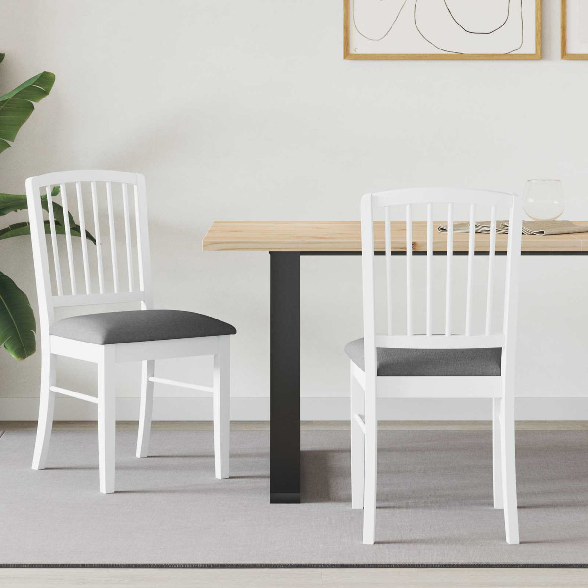 Sillas De Comedor 2 Uds. Madera De Caucho Sólido Natural