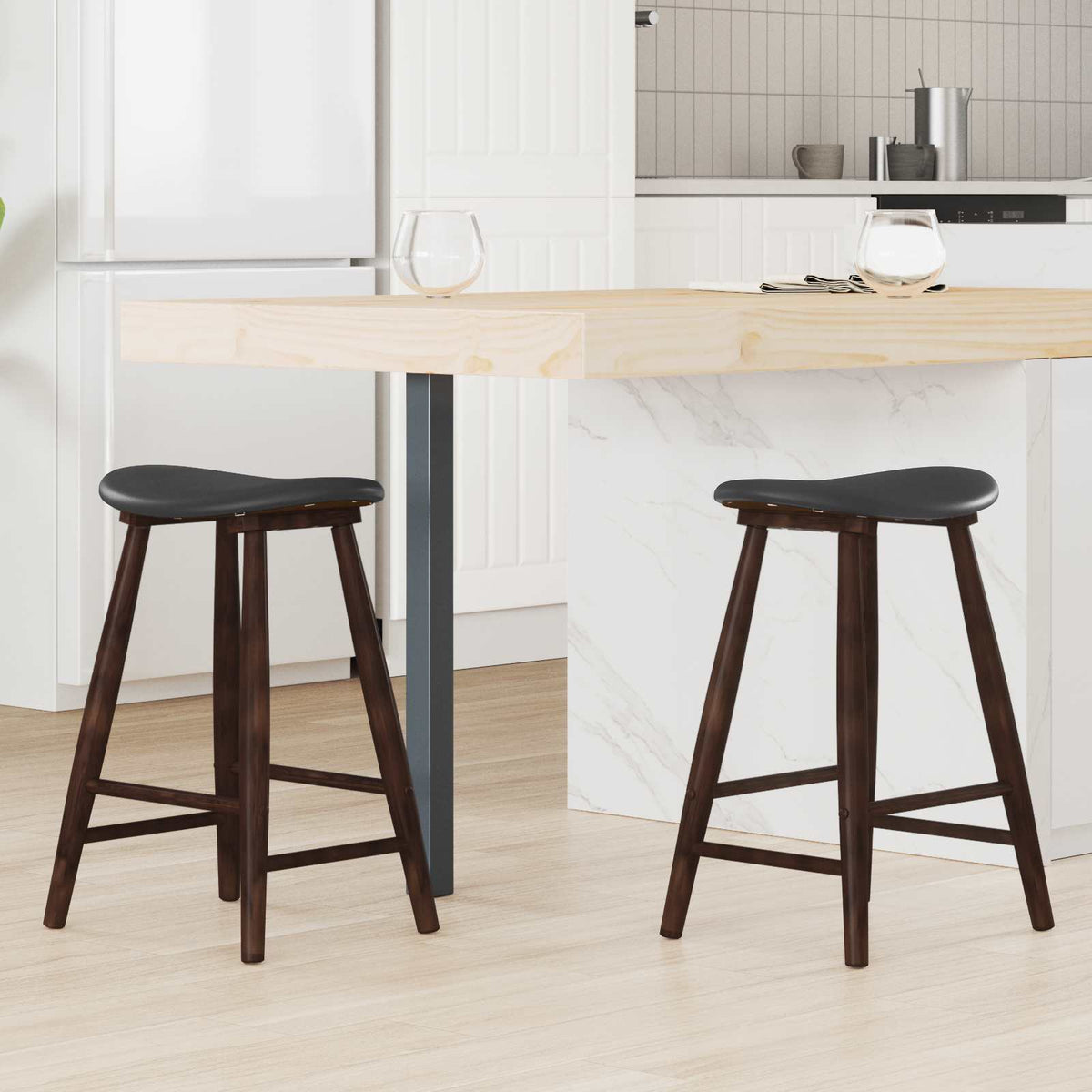 Sillas De Comedor 2 Uds. Madera De Caucho Sólido Natural