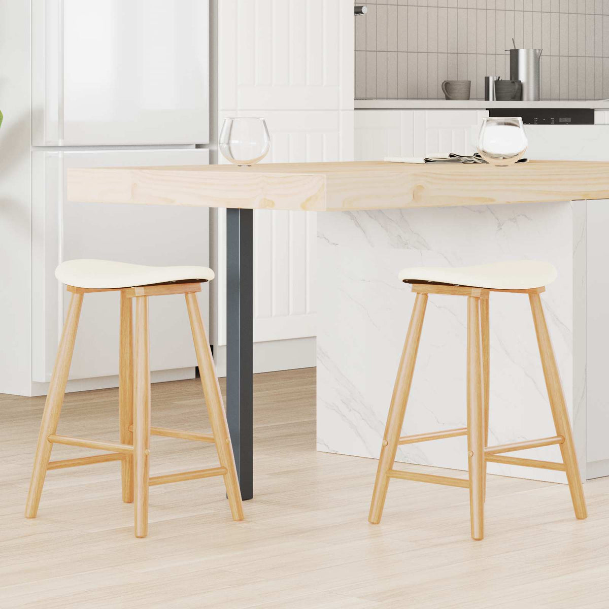 Sillas De Comedor 2 Uds. Madera De Caucho Sólido Natural