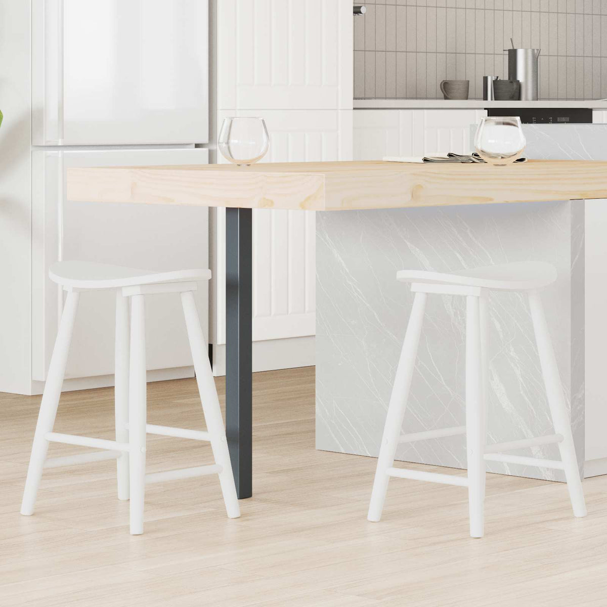 Sillas De Comedor 2 Uds. Madera De Caucho Sólido Natural