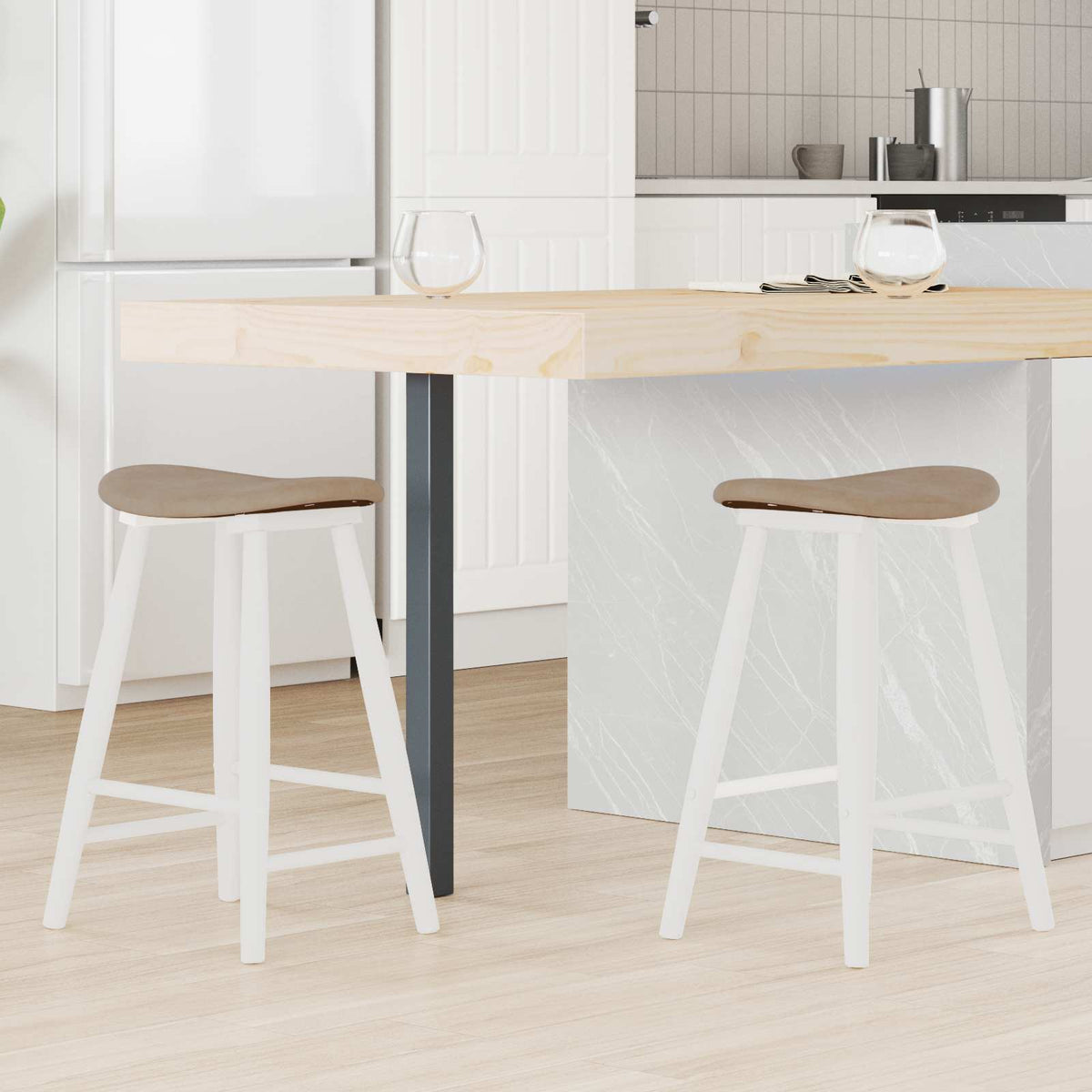 Sillas De Comedor 2 Uds. Madera De Caucho Sólido Natural