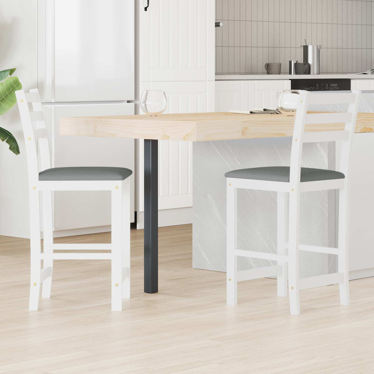 Sillas De Comedor 2 Uds. Madera De Caucho Sólido Natural
