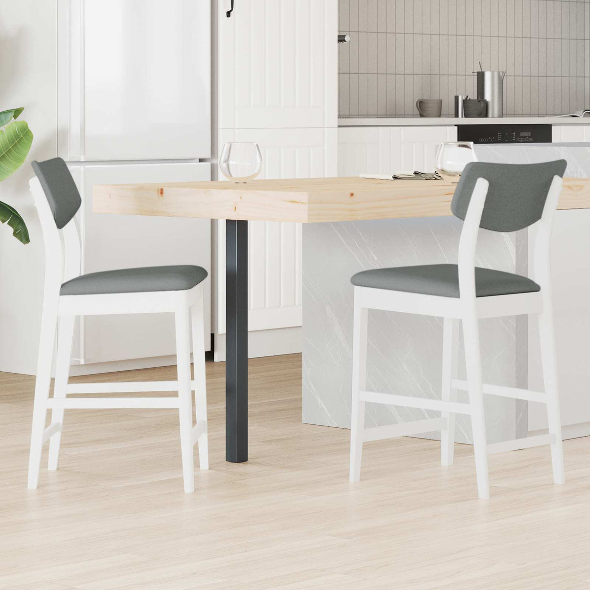 Sillas De Comedor 2 Uds. Madera De Caucho Sólido Natural