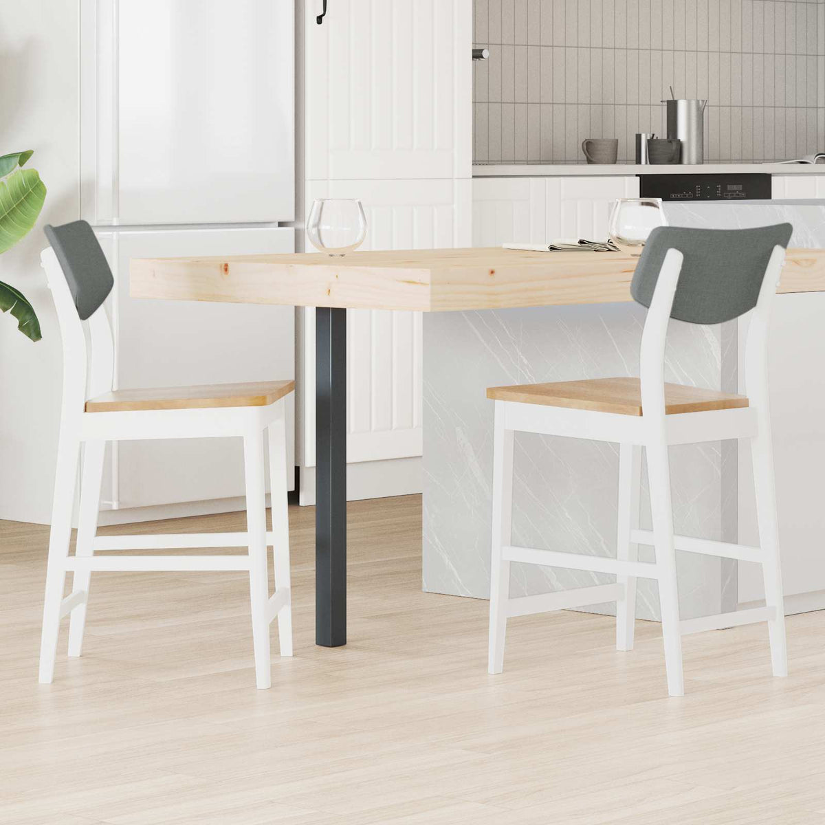 Sillas De Comedor 2 Uds. Madera De Caucho Sólido Natural