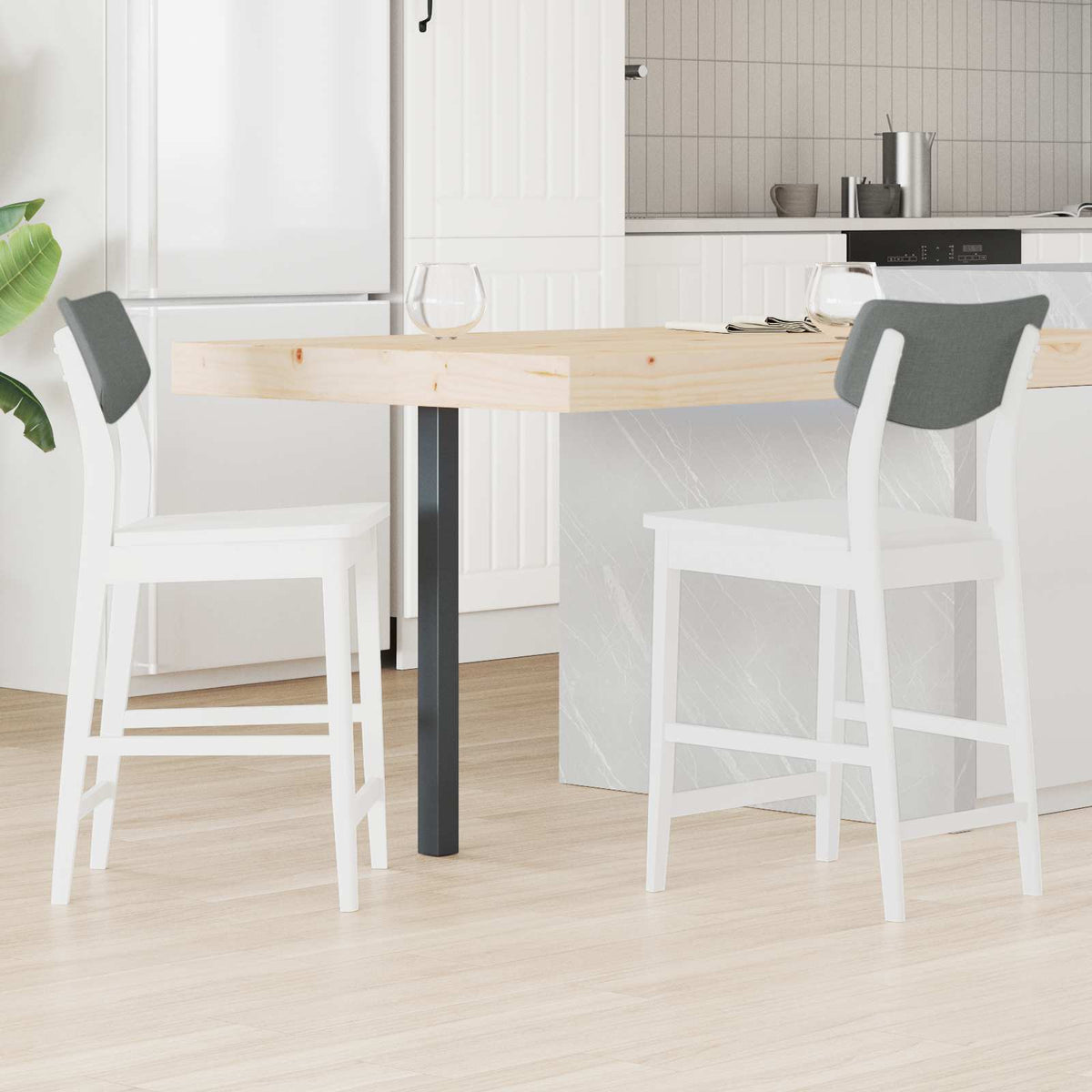 Sillas De Comedor 2 Uds. Madera De Caucho Sólido Natural