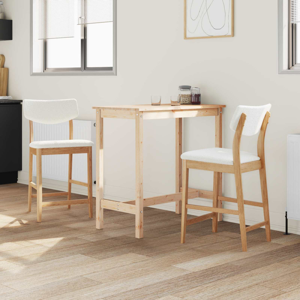 Sillas De Comedor 2 Uds. Madera De Caucho Sólido Natural